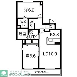Anabell中村橋 2LDKの間取図画像