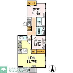 (仮称)D-comodo小金井貫井北町 1階2LDKの間取り