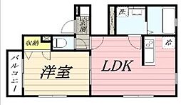 ALZARGATE 2階1LDKの間取り
