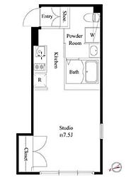 La Perla Ogikubo 1階ワンルームの間取り