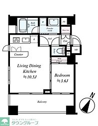 ダイナシティ方南町 9階1LDKの間取り