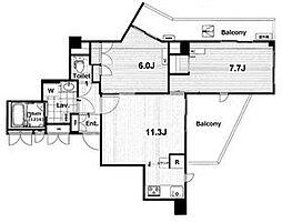セルベコート立川 7階2LDKの間取り