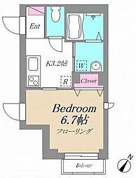 太陽コート 3階1Kの間取り