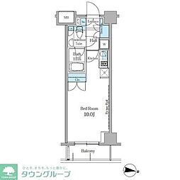 パークスフィア中野富士見町 4階ワンルームの間取り