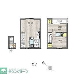ミハス新宿富久町 2階2DKの間取り