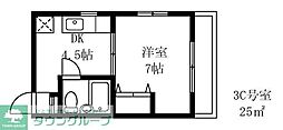 ヴィレッヂ1 1Kの間取図画像