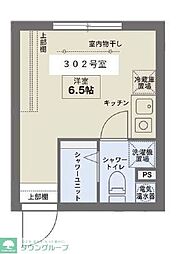 ココフラット笹塚3 ワンルームの間取図画像