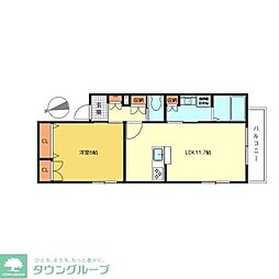 中野区中央2丁目マンション 1LDKの間取図画像