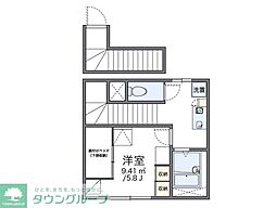 レオパレスライブリィスター2 1Kの間取図画像