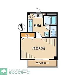 アクティ・中野坂上 1Kの間取図画像
