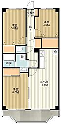 マノワール 3LDKの間取図画像