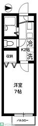 フレア・プランドールB棟 1Kの間取図画像