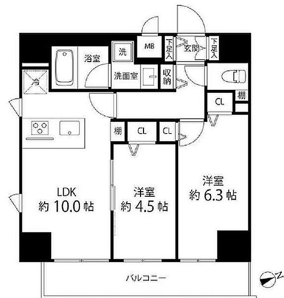 レフィールオーブ町屋駅前 1103｜東京都荒川区荒川６丁目(賃貸マンション2LDK・11階・50.21㎡)の写真 その2