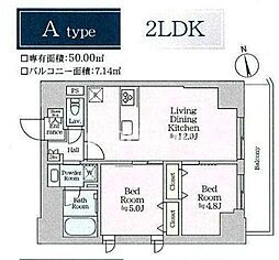 ティモーネグランデ田端ノルド 12階2LDKの間取り
