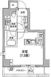 ティモーネ日暮里イースト 7階ワンルームの間取り
