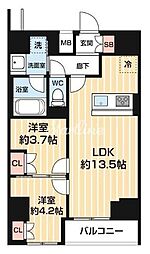 アルコバレーノ南千住 14階2LDKの間取り