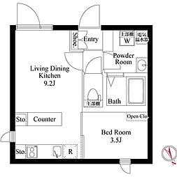 カーサフィオーレ日暮里（ＣＡＳＡ　ＦＩＯＲＥ日暮里） 2階1LDKの間取り
