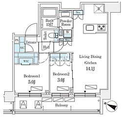 シーズンフラッツ町屋 2LDKの間取図画像