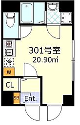 ブローテ三ノ輪 ワンルームの間取図画像