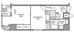 RESIDIAIRIYA 1LDKの間取図画像