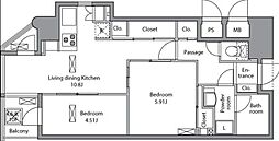 RESIDIAIRIYA 2LDKの間取図画像
