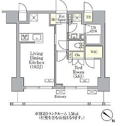 オルサス三ノ輪 1LDKの間取図画像