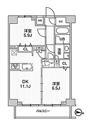 ジェノヴィア三ノ輪スカイガーデン 2LDKの間取図画像