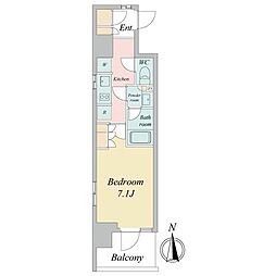 DUE三ノ輪2 1Kの間取図画像