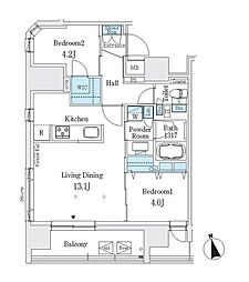 J.GRANCourt浅草 2LDKの間取図画像