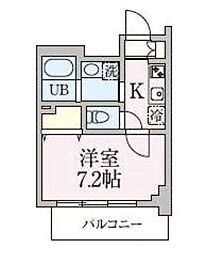 ブランシュワ 1Kの間取図画像