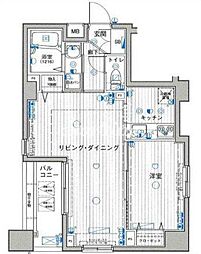 パークウェル浅草弐番館 1LDKの間取図画像