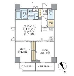 KDXレジデンス浅草 2LDKの間取図画像