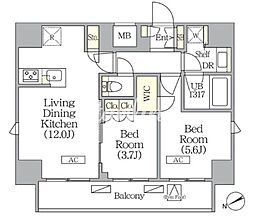 ジオエント町屋 2LDKの間取図画像