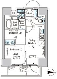 PARKAXIS入谷 2DKの間取図画像