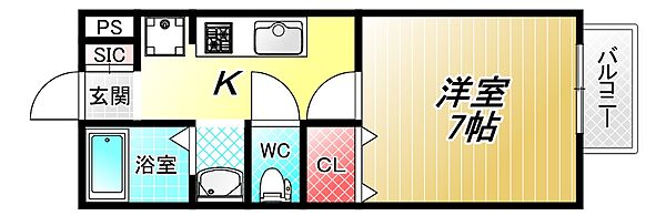 クリエ西山本 202｜大阪府八尾市西山本町1丁目(賃貸アパート1K・2階・26.27㎡)の写真 その2