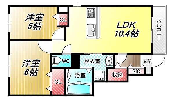 リヤン・デュール ｜大阪府八尾市東山本町5丁目(賃貸アパート2LDK・1階・49.60㎡)の写真 その2