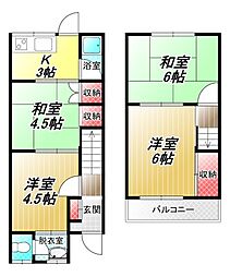 近鉄奈良線 東花園駅 徒歩8分の賃貸テラスハウス 1階4Kの間取り