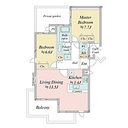 ロイヤルヴァンベール矢板九番館 2LDKの間取図画像