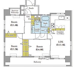 リファレンス天神南 3LDKの間取図画像