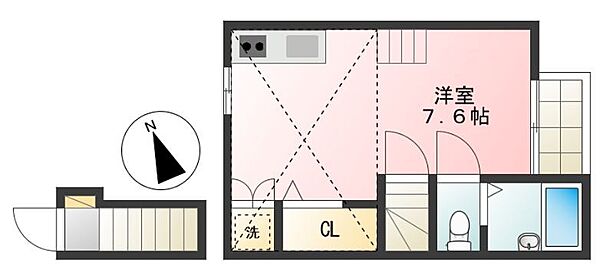 東京都世田谷区豪徳寺１丁目(賃貸アパート1R・2階・20.77㎡)の写真 その2