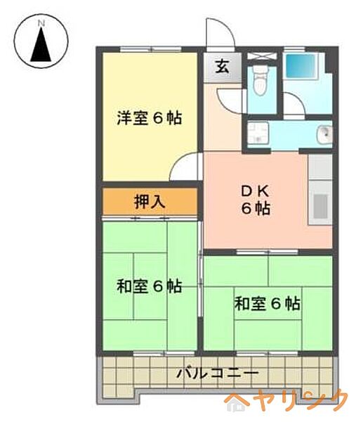 メゾンドールサカエ ｜愛知県名古屋市名東区香流1丁目(賃貸マンション3DK・2階・51.03㎡)の写真 その2