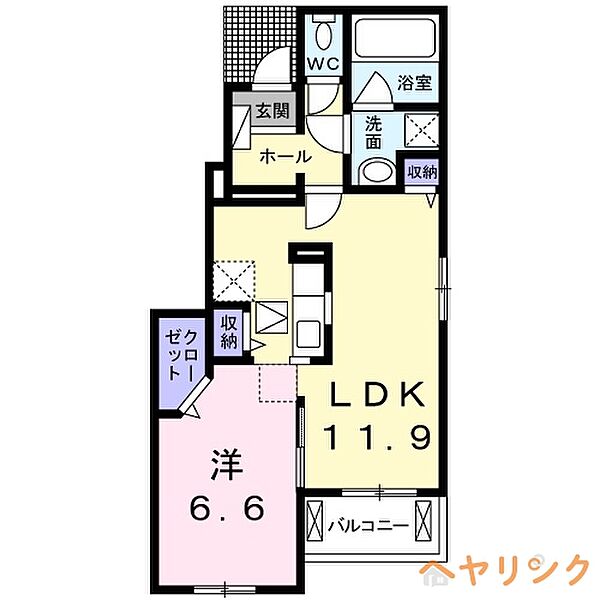 ル・フェリシオ ｜愛知県名古屋市名東区高針1丁目(賃貸アパート1LDK・1階・45.84㎡)の写真 その2