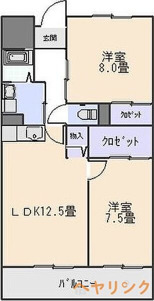 ハイライズ鴨田 ｜愛知県長久手市五合池(賃貸マンション2LDK・2階・69.41㎡)の写真 その2