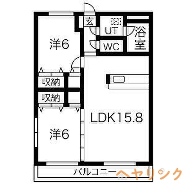 サードヴィラ赤池 ｜愛知県日進市赤池町箕ノ手(賃貸マンション2LDK・2階・59.40㎡)の写真 その2