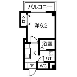 Osaka Metro四つ橋線 岸里駅 徒歩4分の賃貸マンション 9階1Kの間取り