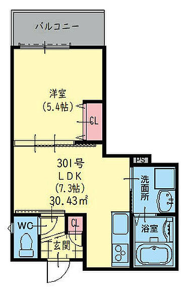 大阪府大阪市西成区玉出東1丁目(賃貸アパート1LDK・3階・30.43㎡)の写真 その4