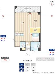 サリナス大名弐番館 1LDKの間取図画像