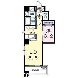 ボヌール高砂 1LDKの間取図画像