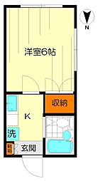 ウィンヒル松原(3) 2階1Kの間取り