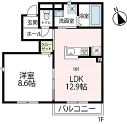 ラウレアII 1LDKの間取図画像